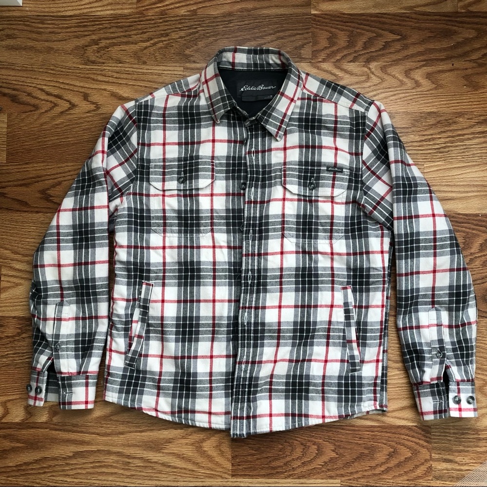 Eddie Bauer Fleece-Lined Flannel Shirt Jacket